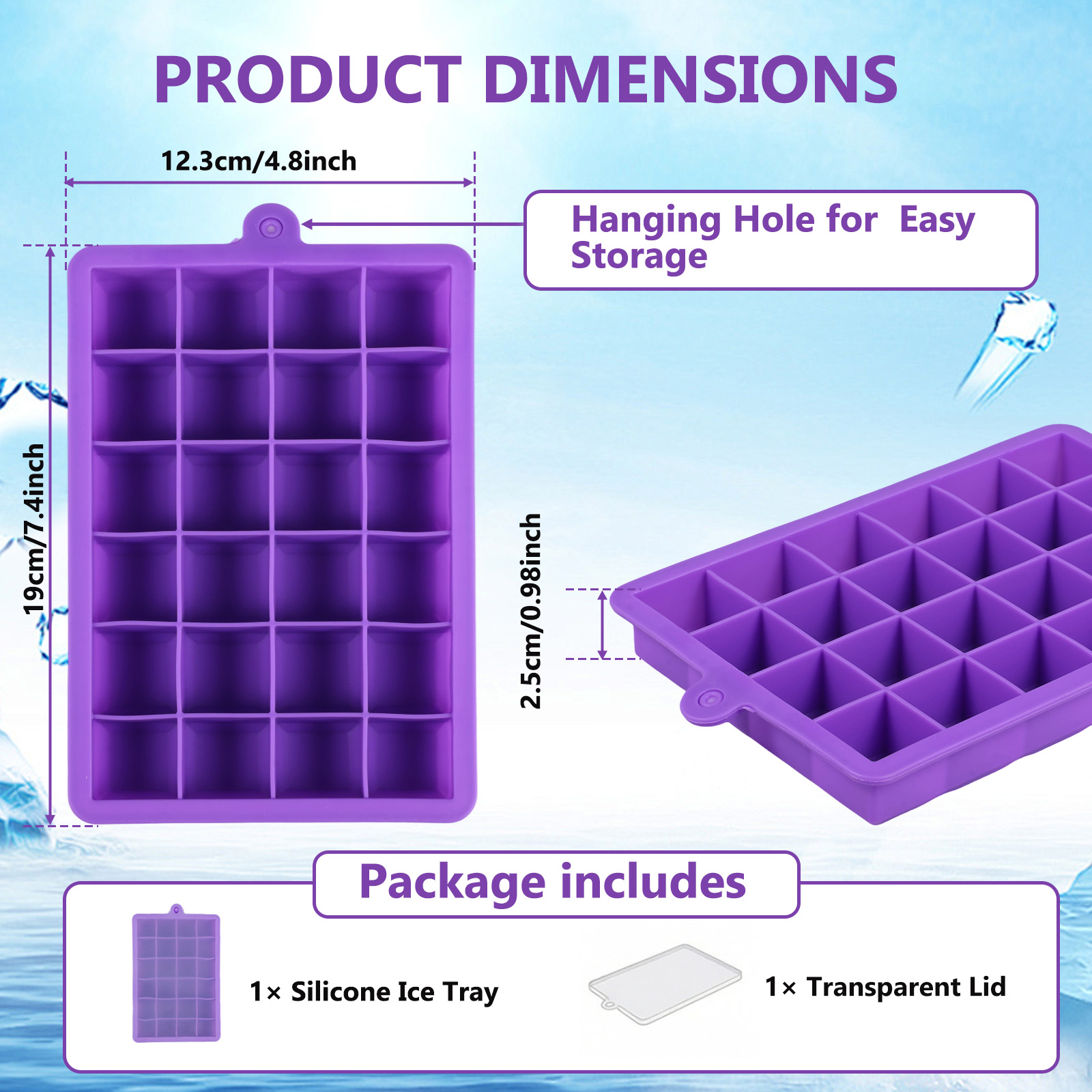 24-Cavity Silicone Ice Cube Tr - Citrus Juicer Bar ulasan dan harga