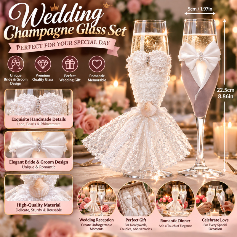 Wedding Champagne Flutes Set B - Home Bar Set ulasan dan harga