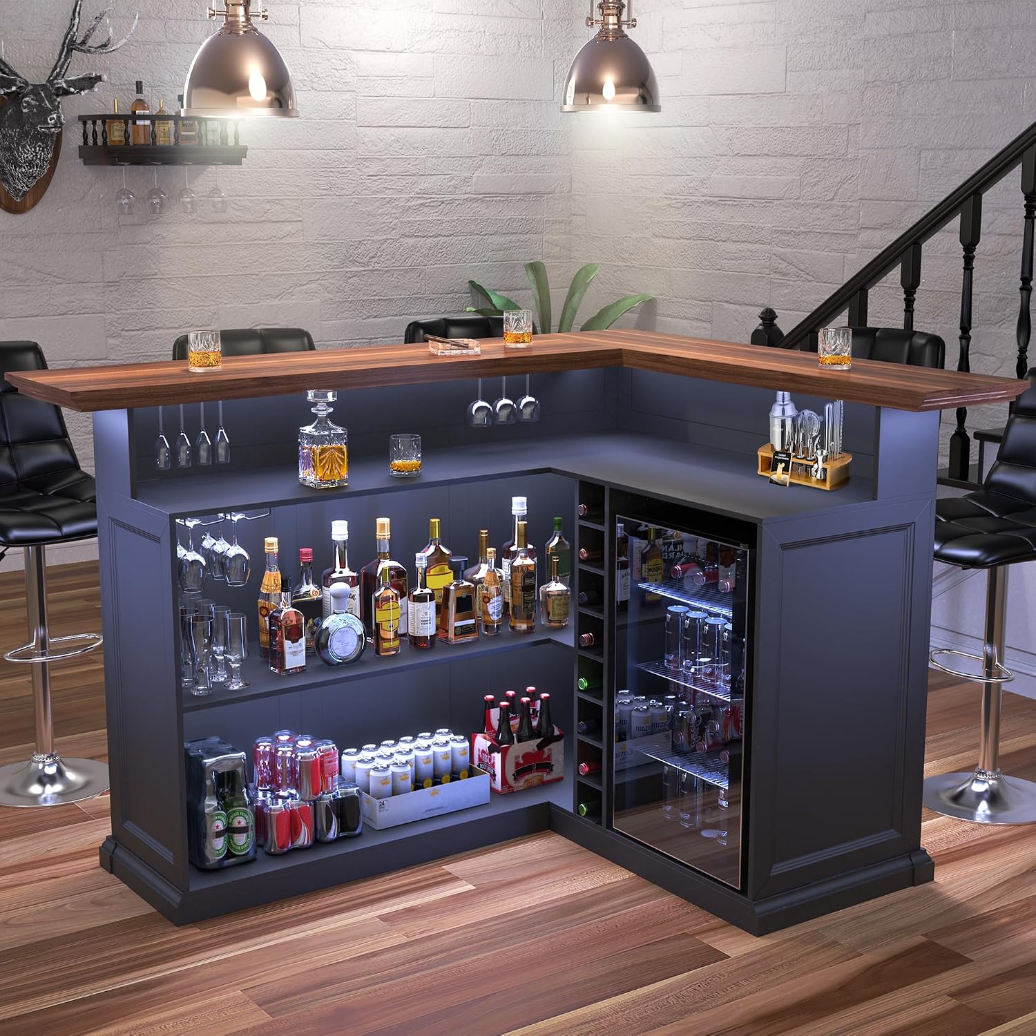 L-Shaped Home Bar Cabinet with - Home Bar Lounge ulasan dan harga